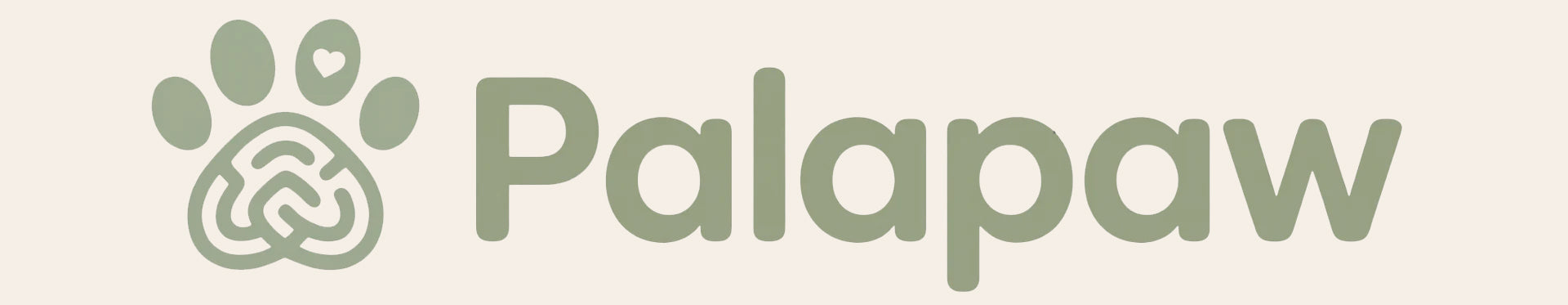 Palapaw logo with paw icon on a beige background