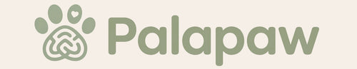 Palapaw logo with paw icon on a beige background