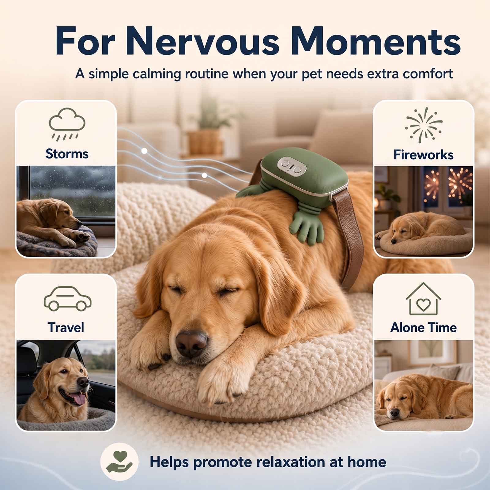 PALAPAW Calm Companion - Heated Massager for Restless & Senior Dogs